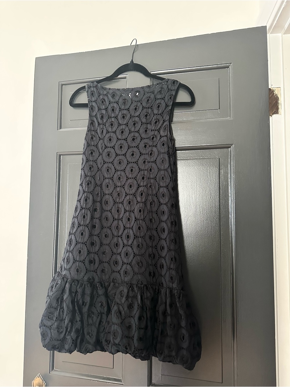 Tibi Black Eyelet Bubble Mini Dress • Size 2